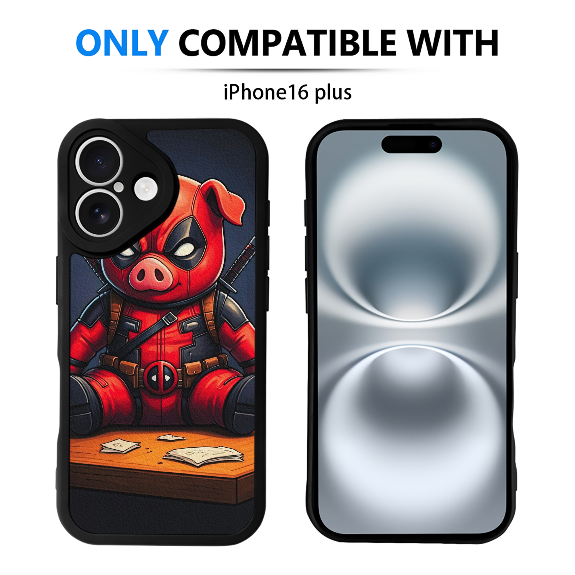 （画像用） Deadpool デッドプール 【iPhone 16シリーズ対応】シリコンスマホケース（レザー調） 材質：シリコン